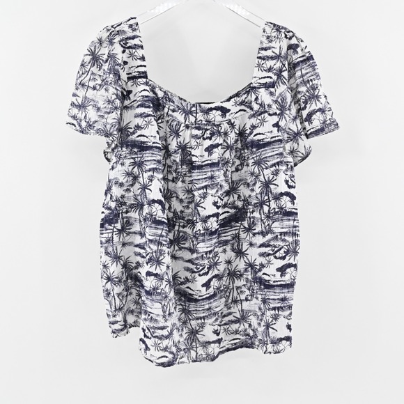 torrid Tops - Torrid Top Clip Jacquard Womens Size 2X Square Neck Flutter Sleeve Jungle Toil